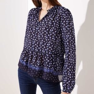 Loft | Floral Dot Peplum Blouse